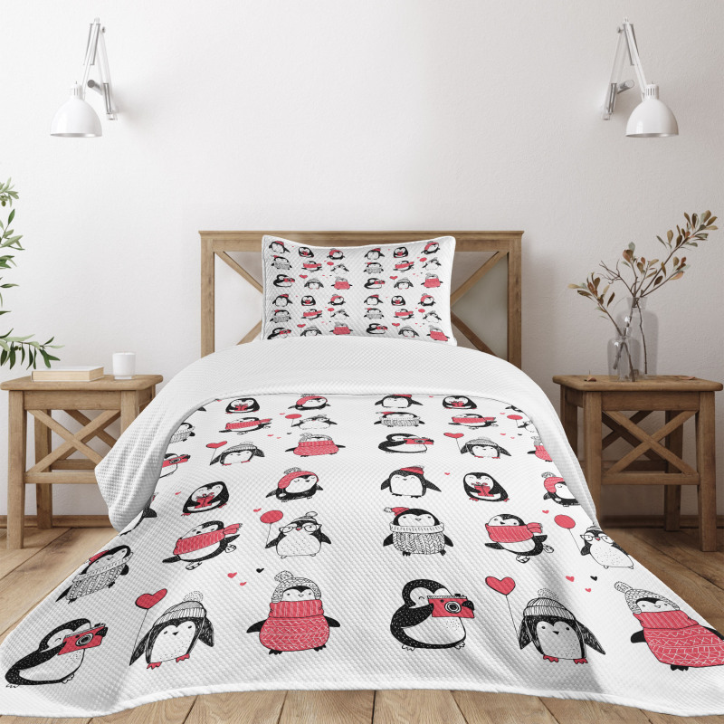 Penguins Merry Xmas Bedspread Set