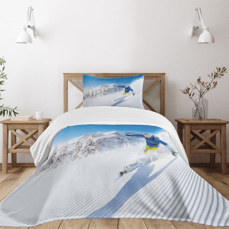 Skiing Extreme Sports Bedspread Set