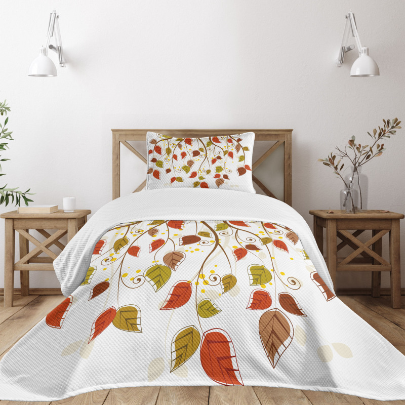 Branches Leaves Fall Bedspread Set