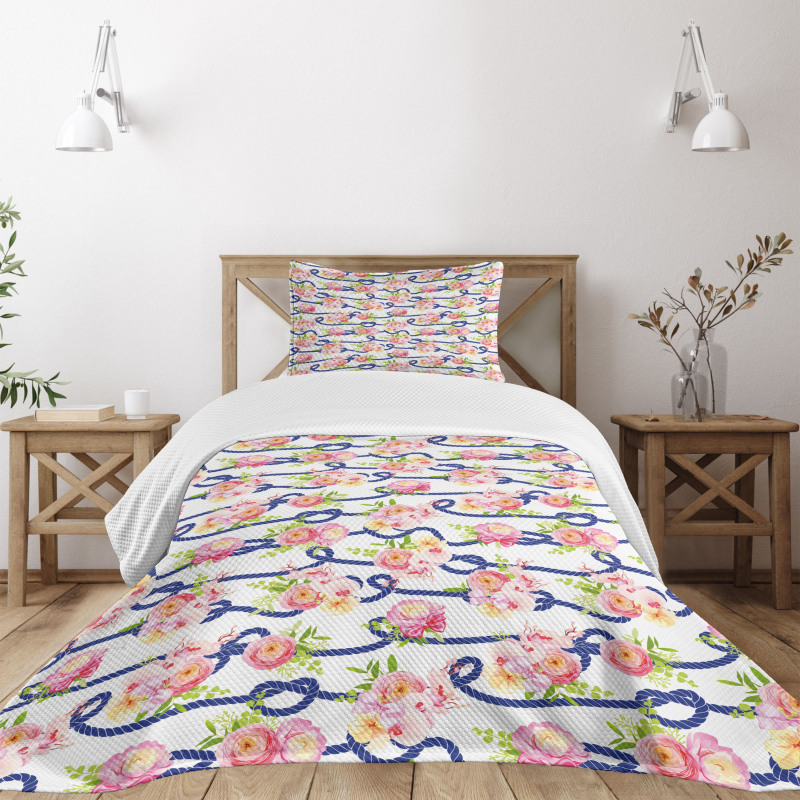 Marine Floral Bedspread Set