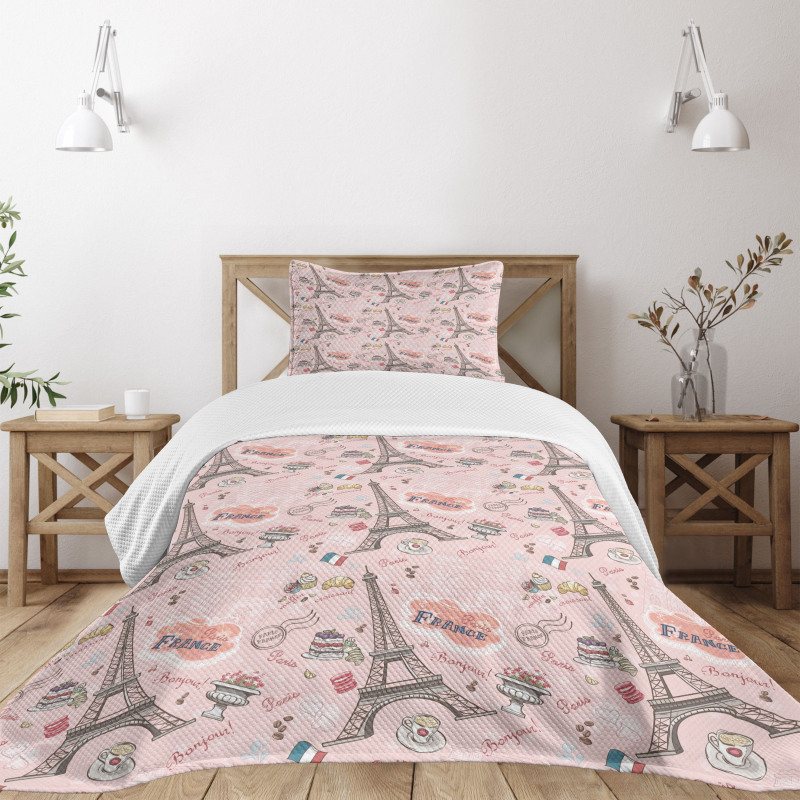 Croissant Macaroon Muffin Bedspread Set