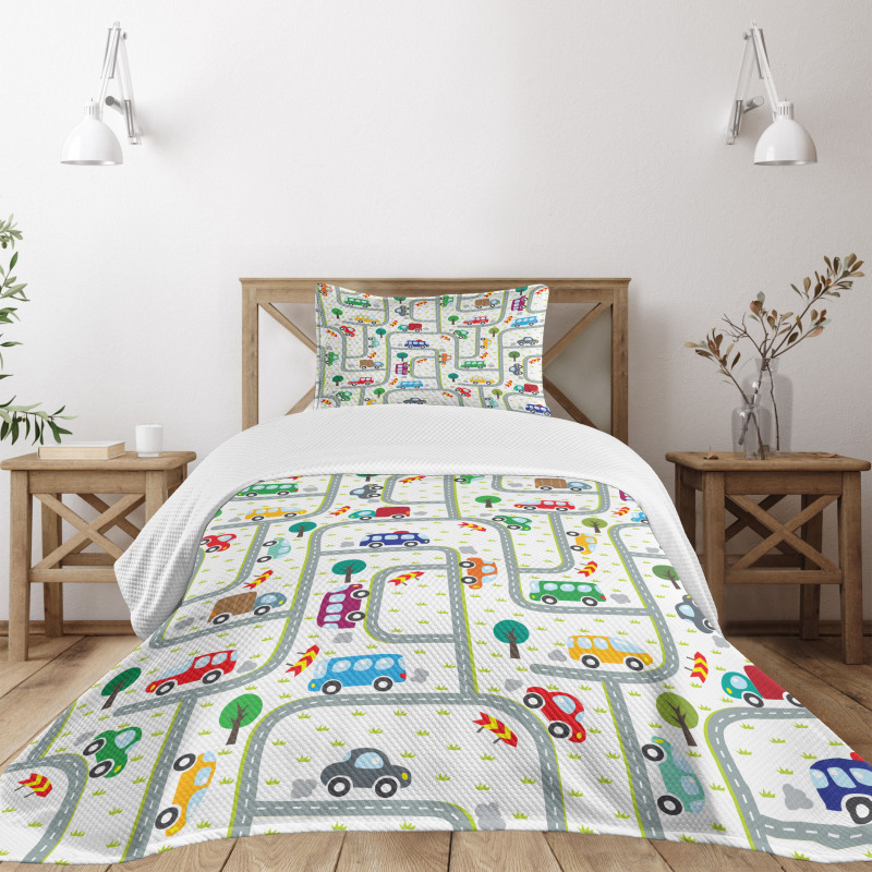 Children on Traffic Bedspread Set