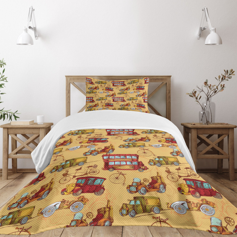 Steampunk Vintage Vehicle Bedspread Set