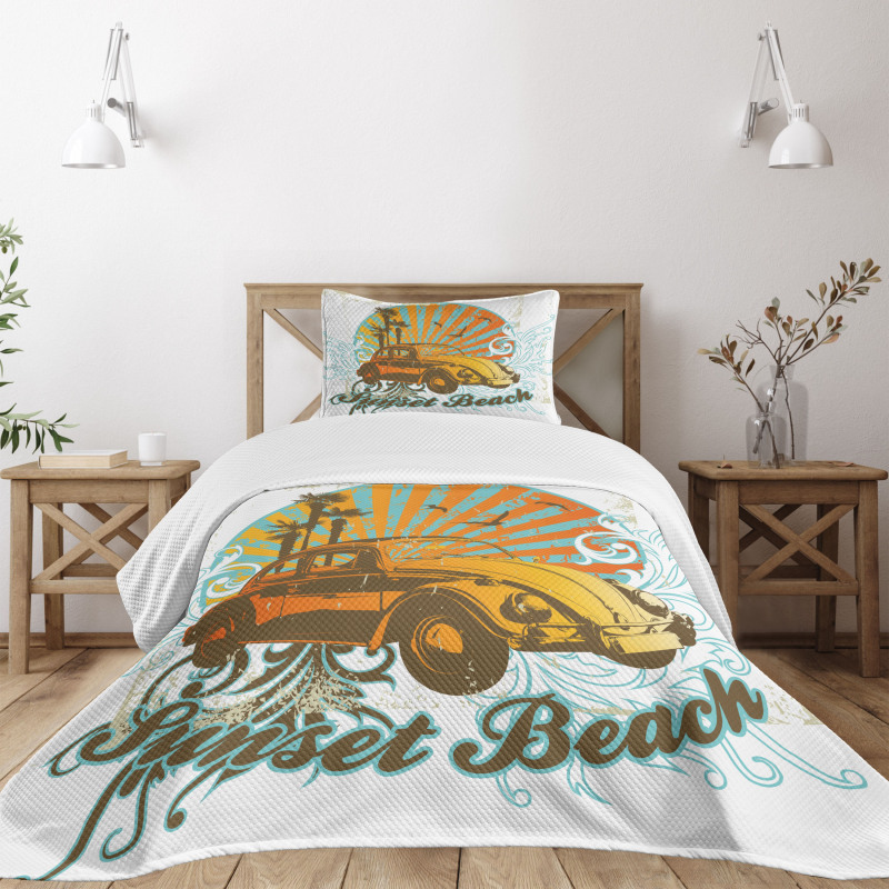 Summer Season Design Car Bedspread Set