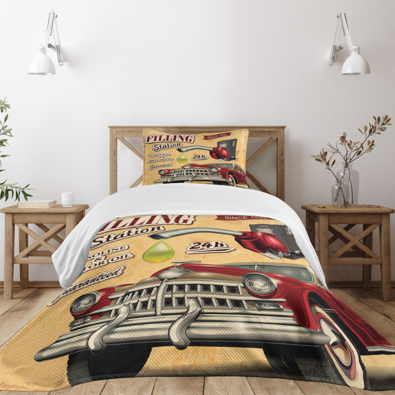 Gasoline Station Vehicle Bedspread Set