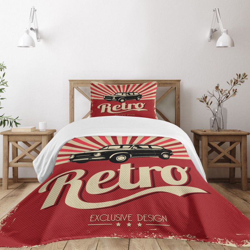 Retro Poster Style Vehicle Bedspread Set