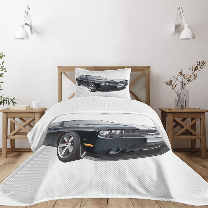 Black Modern Ride Design Bedspread Set