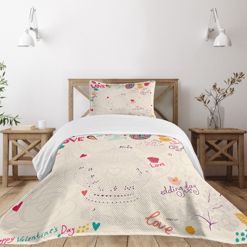 Hand Drawn Doodle Pot Bedspread Set