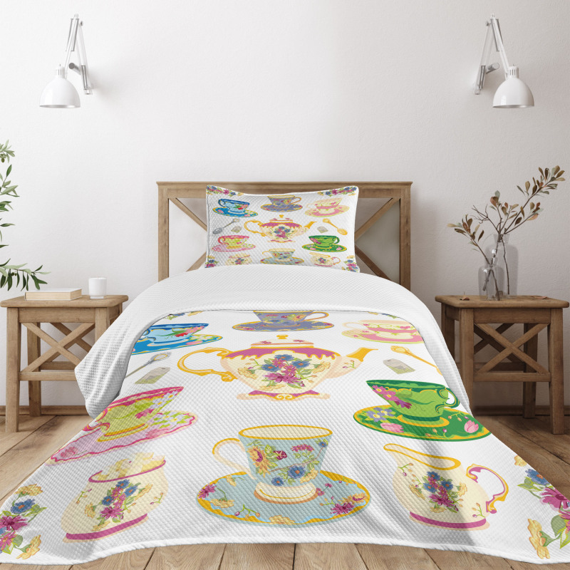 Vivid Teacups Sweets Bedspread Set