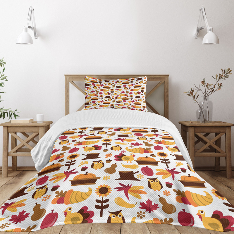 Fall Composition Bedspread Set