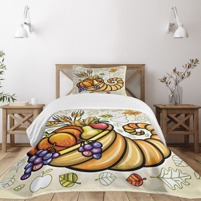 Cornucopia Theme Food Bedspread Set