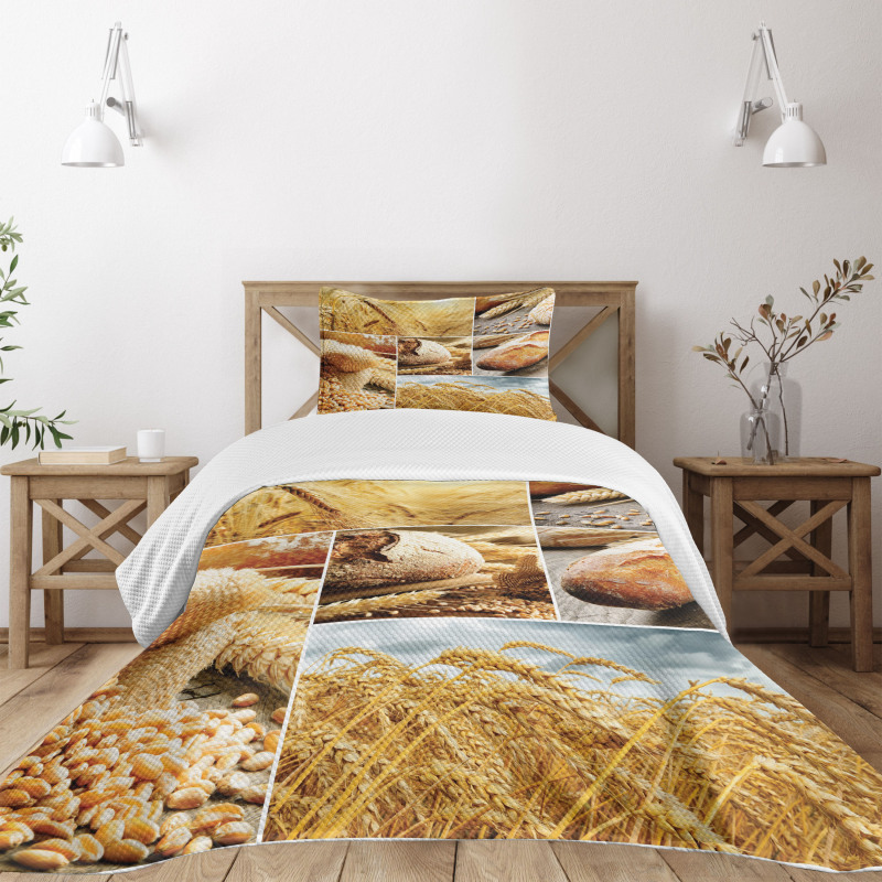 Bread Making Wheat Bedspread Set