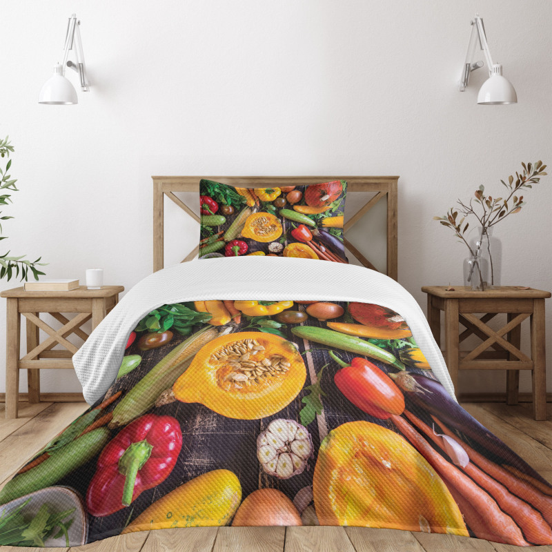 Fresh Vegetables Table Bedspread Set