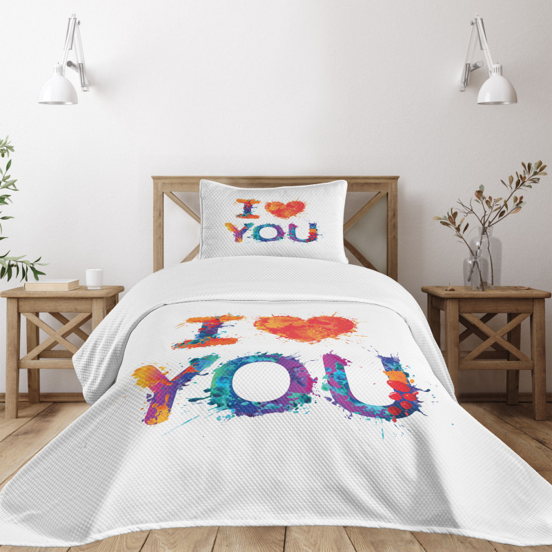 Watercolor Phrase Bedspread Set