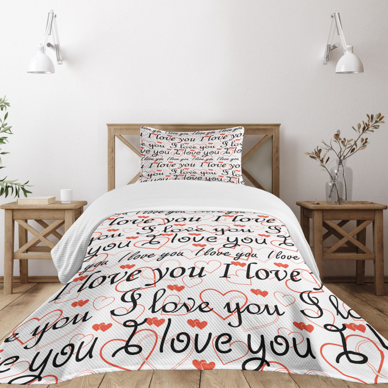 Calligraphy Hearts Bedspread Set