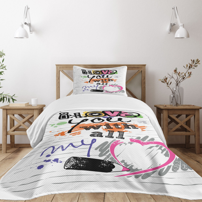 Grunge Sketchy Style Bedspread Set