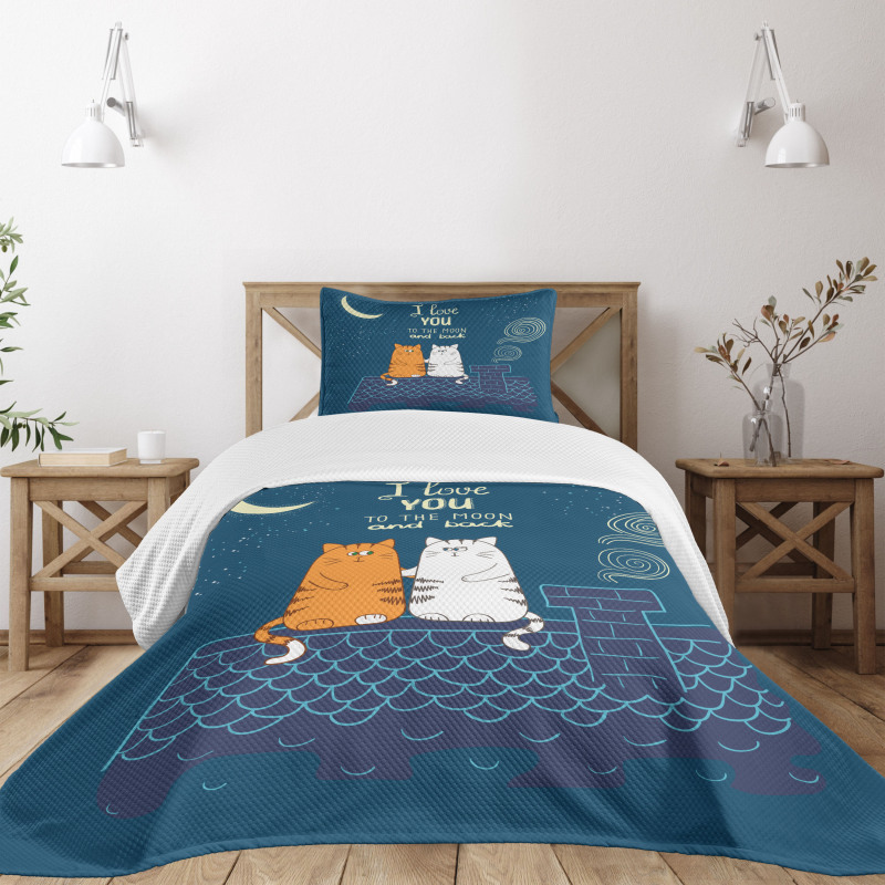 Love Cats on Roof Bedspread Set