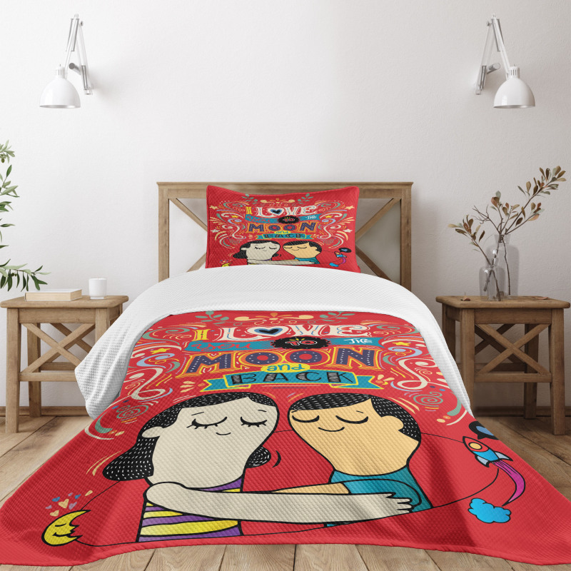 Couple Hug Oriental Bedspread Set