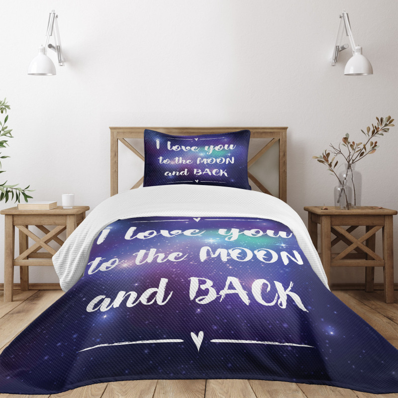 Outer Space Phrase Bedspread Set