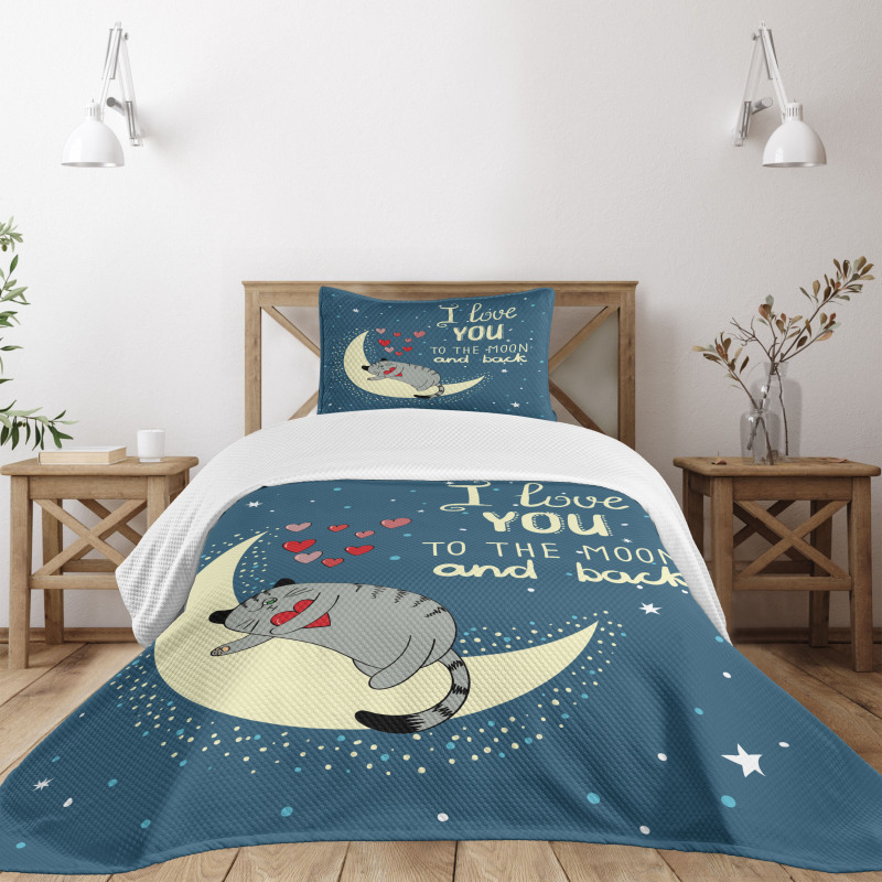 Sleepy Cat Hearts Bedspread Set