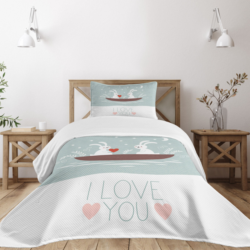 Rabbit Couple Sail Bedspread Set