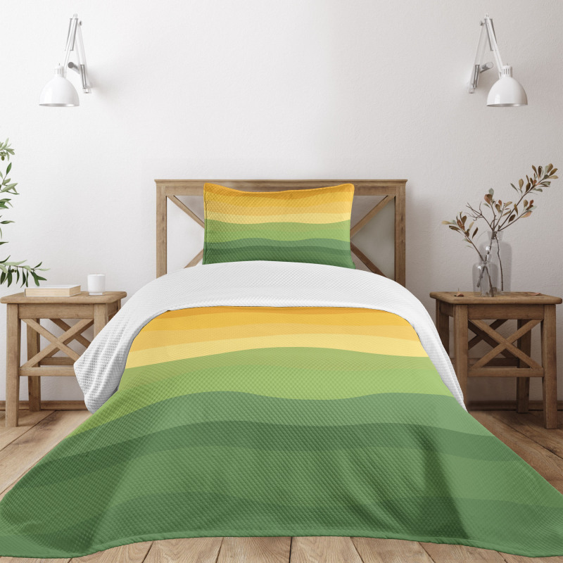 Wavy Lines Waves Earth Bedspread Set