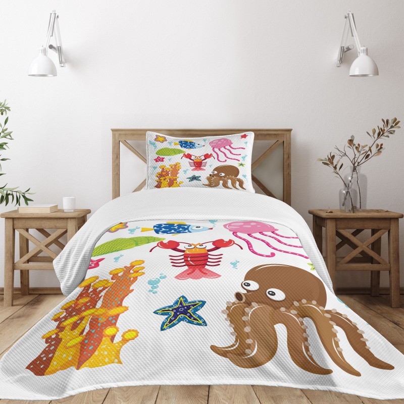 Underwater Wildlife Fun Bedspread Set