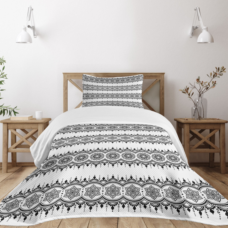 Monochrome Mandala Tattoo Bedspread Set