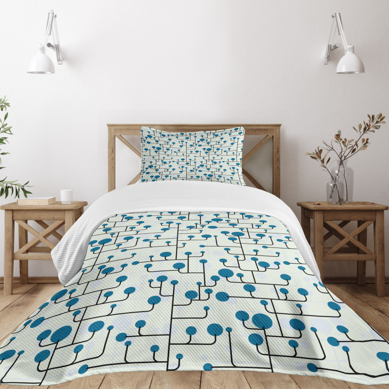 Abstract Lines Dots Bedspread Set