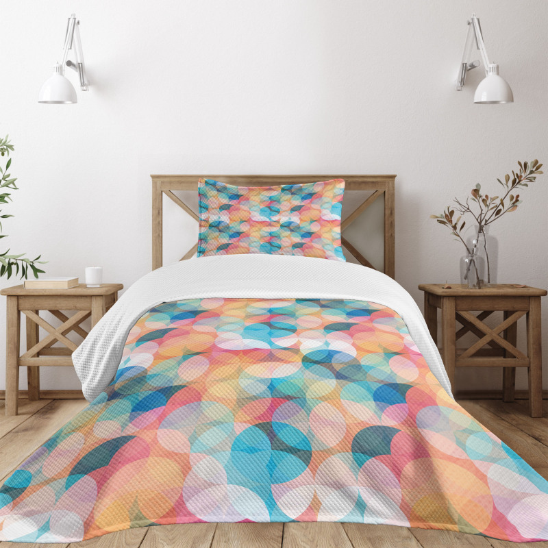 Pastel Mosaic Circles Bedspread Set