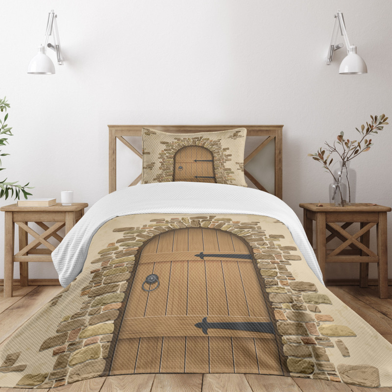 Wine Cellar Architecture Bedspread Set