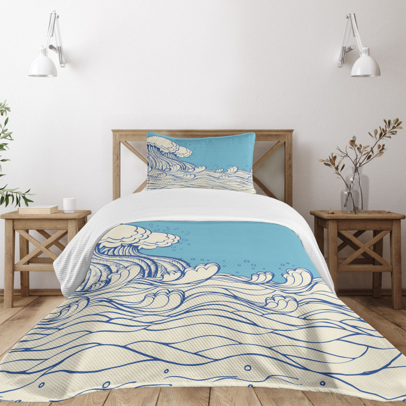 Abstract Doodle Wave Bedspread Set