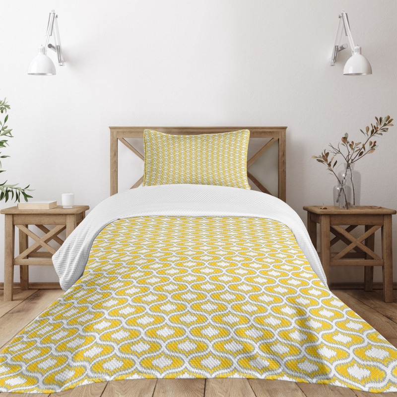 Yellow Vivid Oval Shapes Bedspread Set