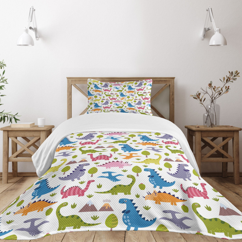 Dinosaurs Colorful Bedspread Set