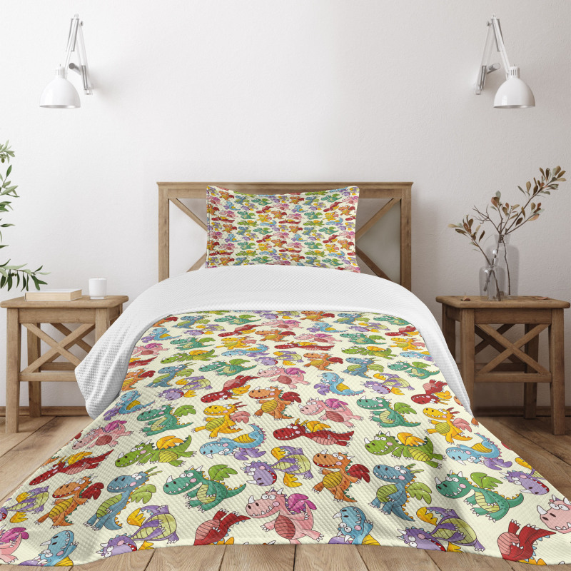 Silly Fairy Fire Dragons Bedspread Set
