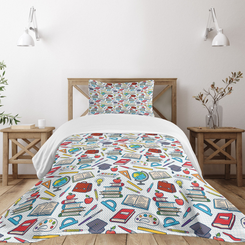 School Student Supplies Bedspread Set