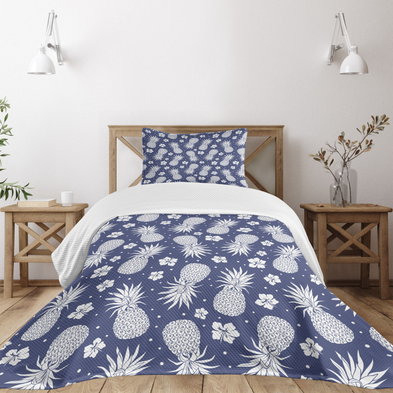 Pineapple Floral Vintage Bedspread Set