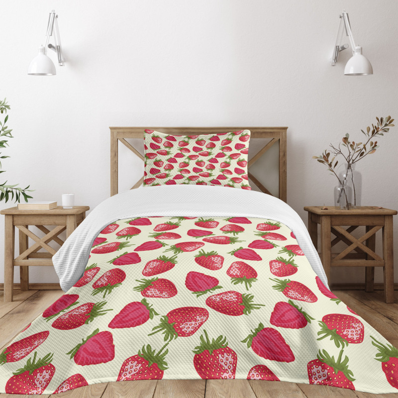 Strawberries Vivid Food Bedspread Set