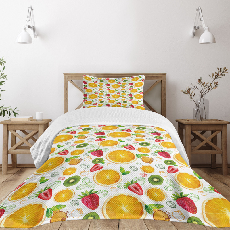 Fresh Citrus Kiwi Lemon Bedspread Set