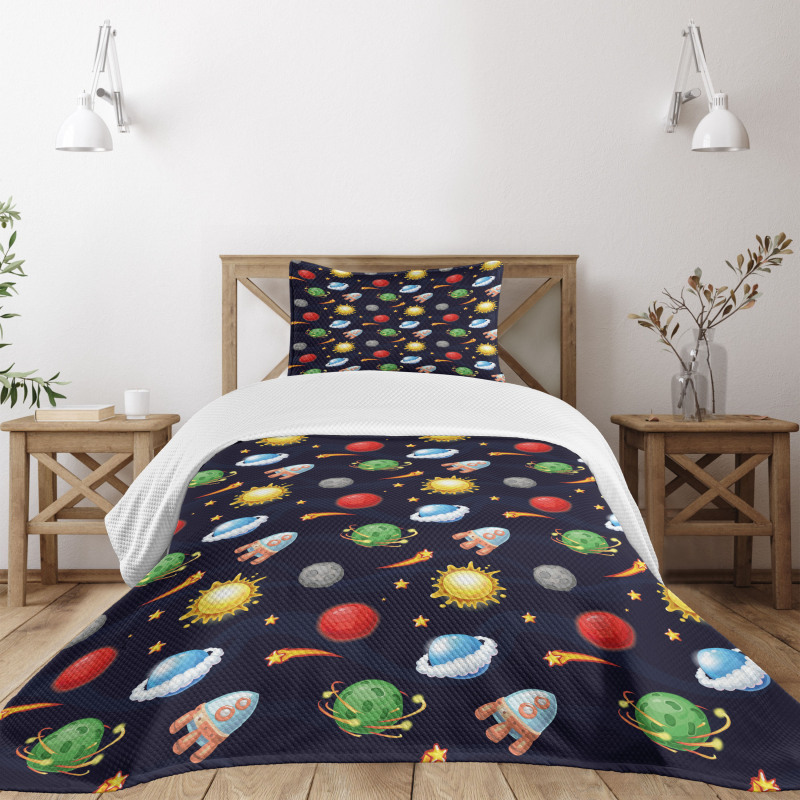 Cosmos with Sun Planets Bedspread Set