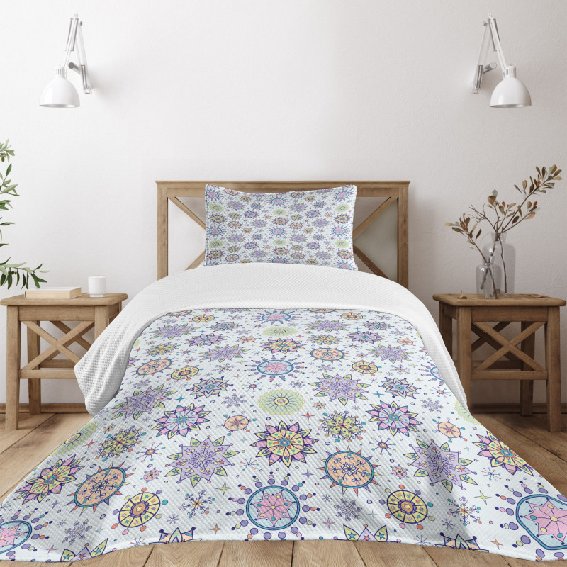 Pastel Floral Blizzard Bedspread Set