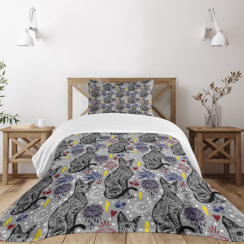 Vintage Mystical Cat Bedspread Set