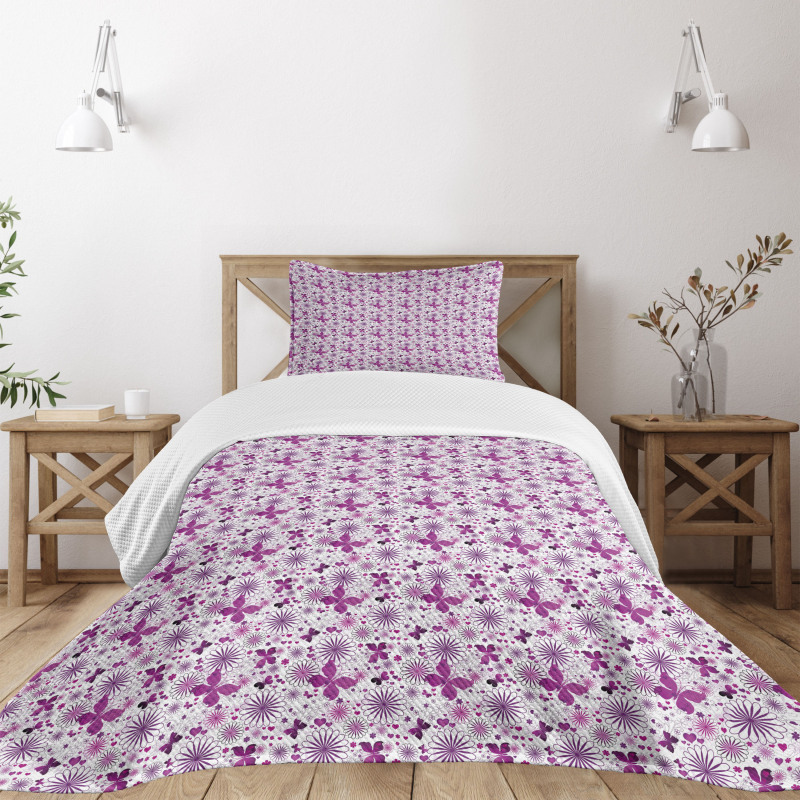 Purple Color Fauna Bedspread Set