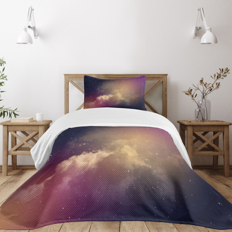 Night Clouds Stars Image Bedspread Set