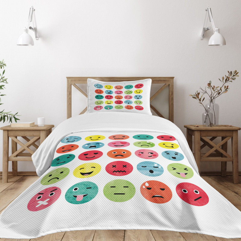 Abstract Watercolor Faces Bedspread Set