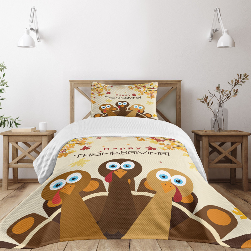 Autumn Leaves Animals Bedspread Set