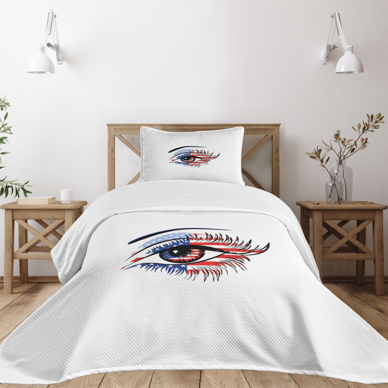 USA Flag Female Eye Bedspread Set