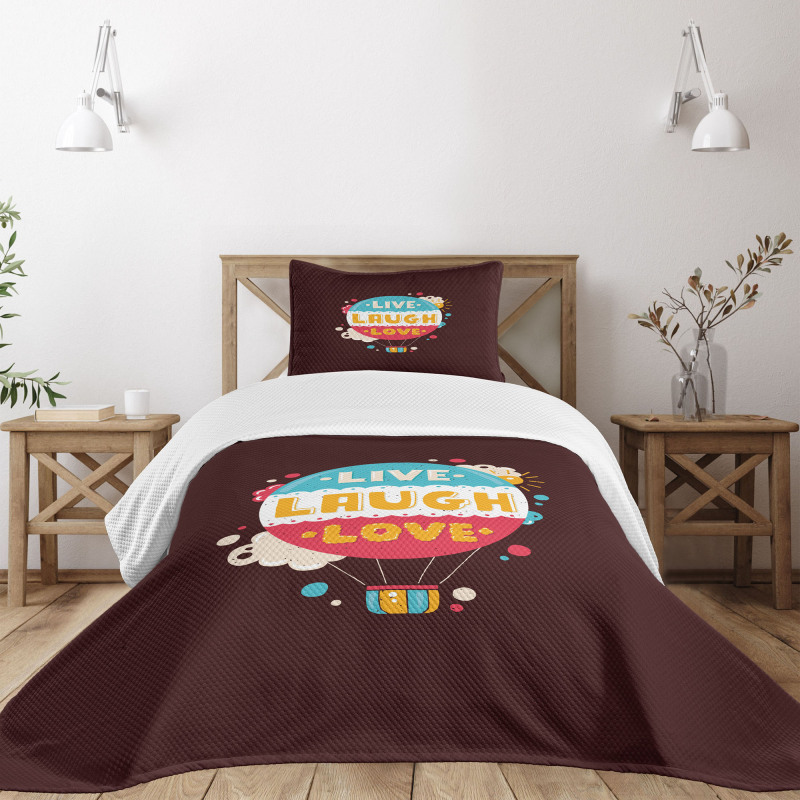 Air Balloon Cheerful Retro Bedspread Set