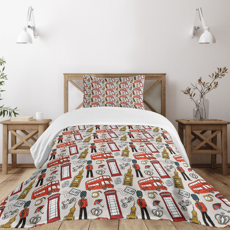 Doodle English Bedspread Set