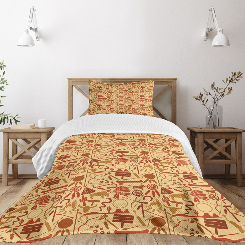 Hat Snakes Bison Folklore Bedspread Set